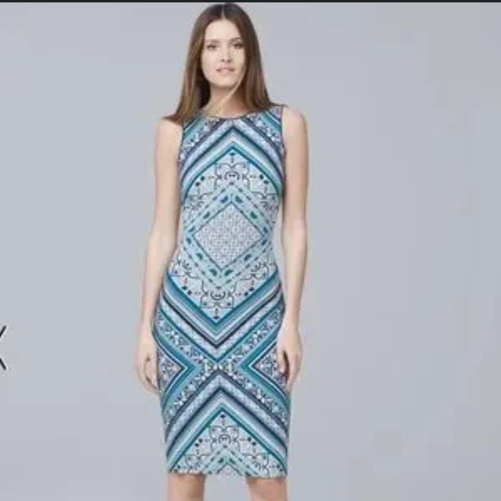 White House Black Market Sleeveless Teal Sheath Dress Size Medium